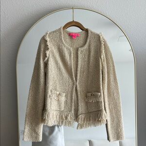 Lilly Pulitzer Cream Fringe Cardigan